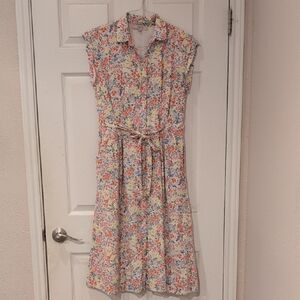 Loft Floral Sleeveless Dress with Pockets